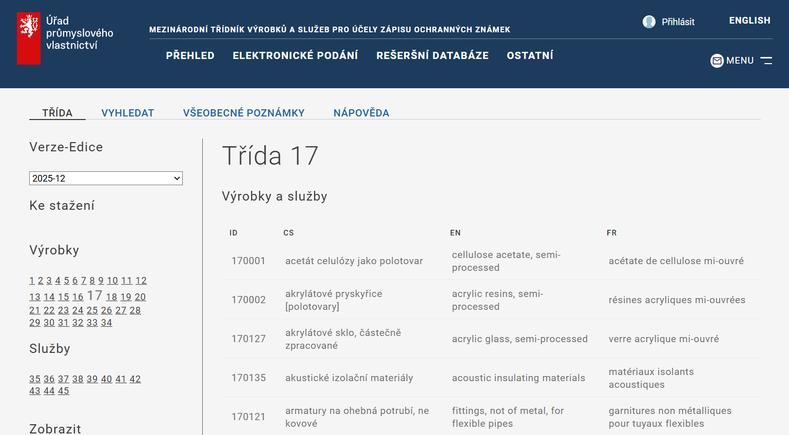 Nabídka třídníků